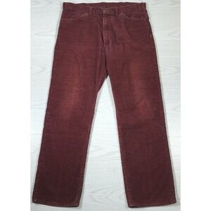 Vintage 80s Levis 519 Corduroy Pants Men 36x30 Red Cotton Straight Talon Zipper